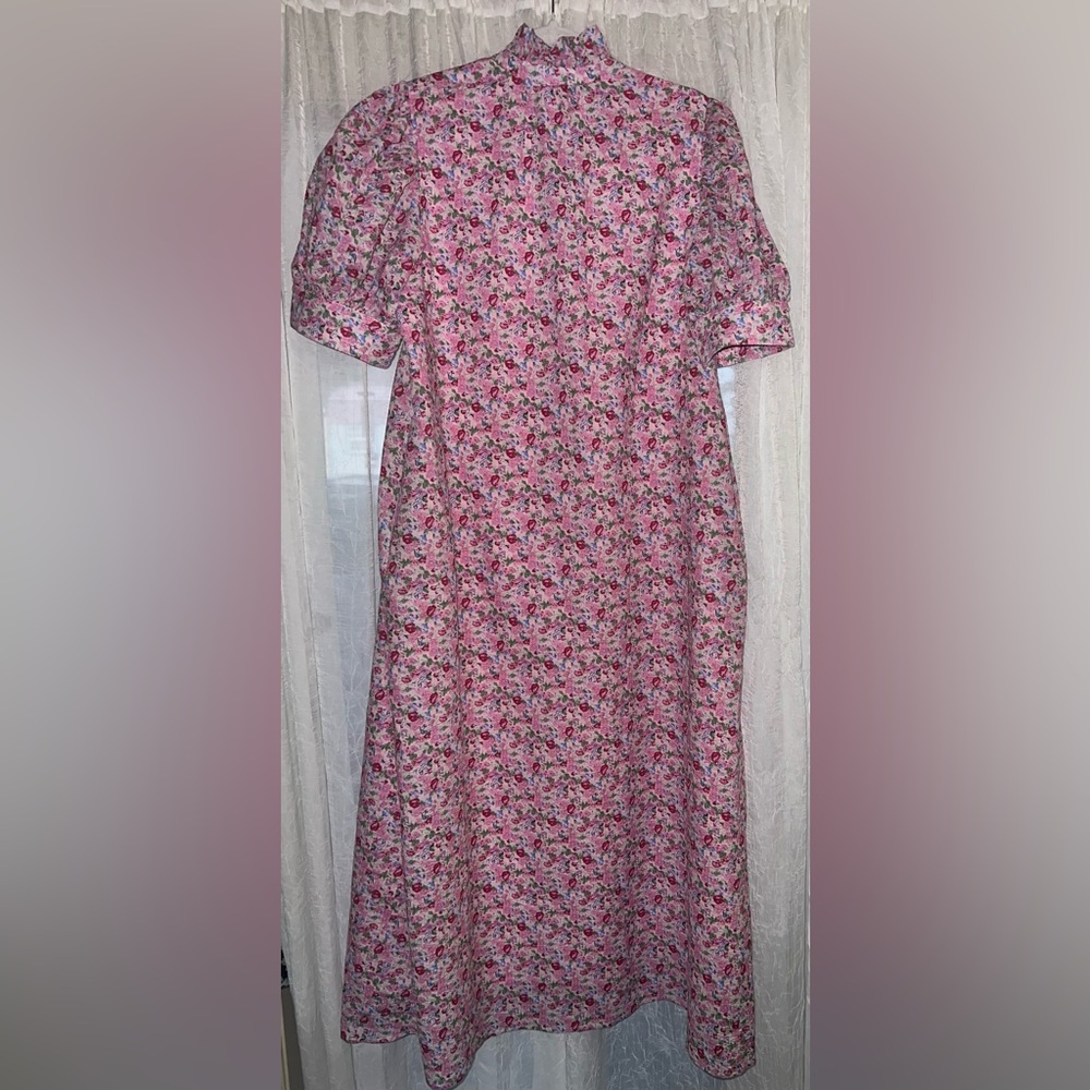 Women's Pink Floral Button-Front Midi Dress - Picture 10 of 11